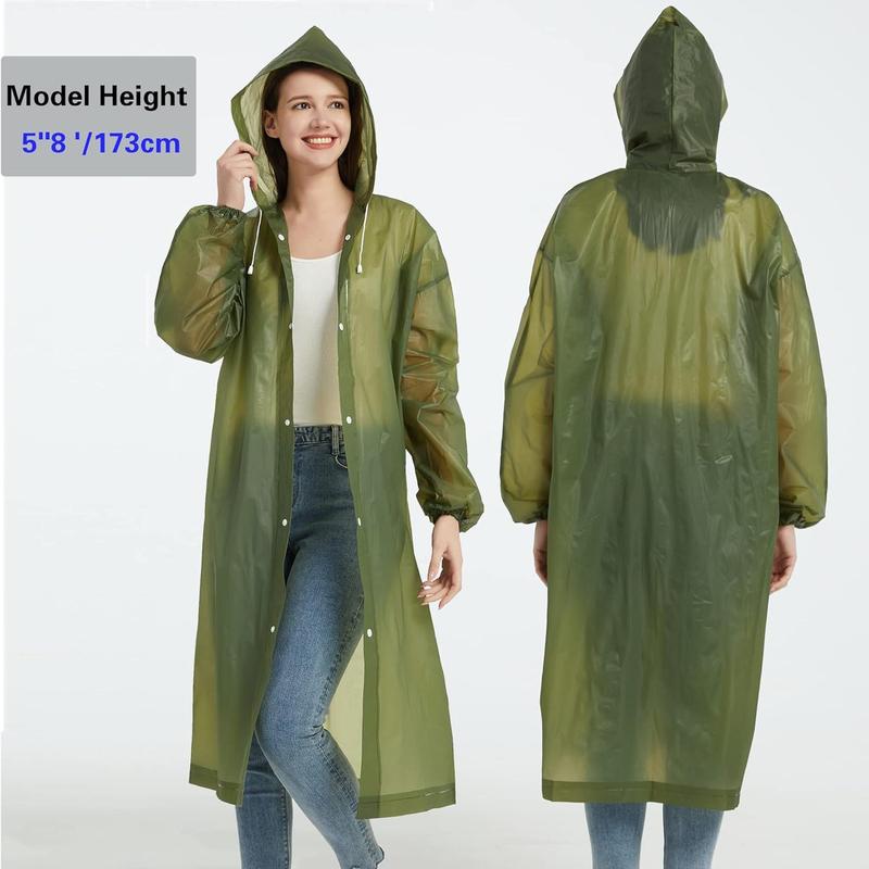 Rain Coat 2 Pcs Reusable Rain Ponchos for Adults Men clear Lightweight rain coats for women with Hood and Drawstring