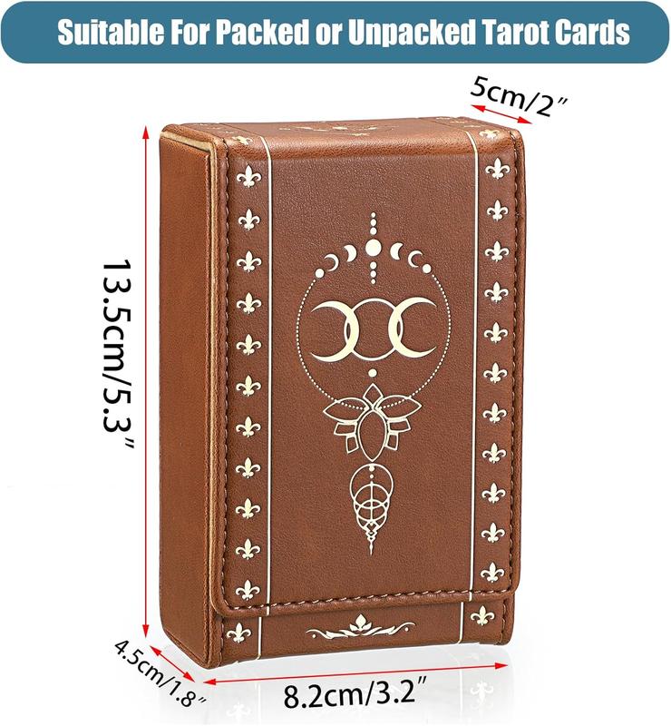 PU Leather Tarot Card Protective Case, Moon Pattern Design Tarot Deck Storage Pouch, Tarot Card Holder