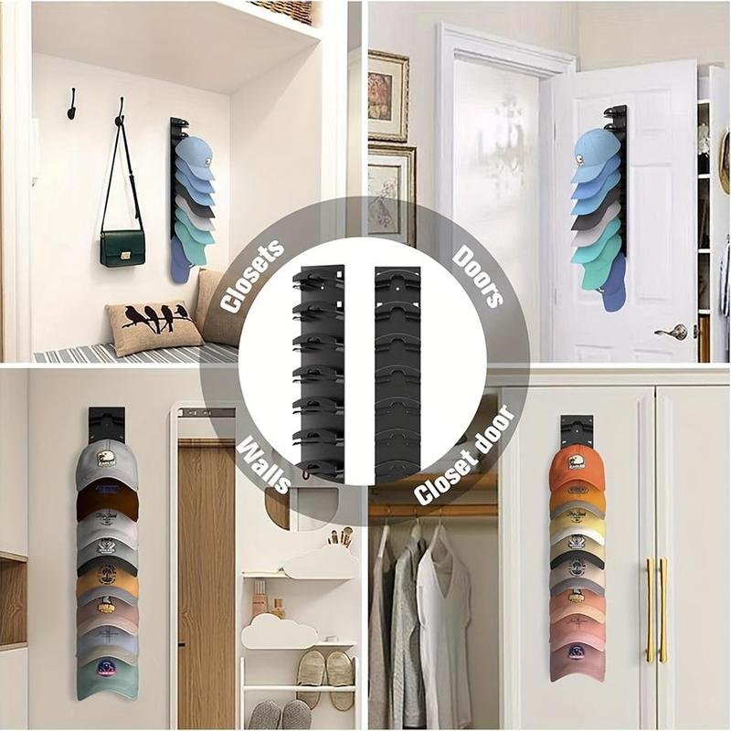 Baseball Cap Storage Rack, 1 Count Wall Mounted Hat Display Rack, Multifunctional Hat Storage Rack for Door or Wardrobe