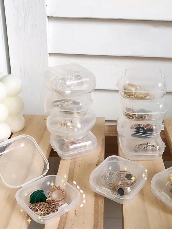 10pcs Clear Storage Box with Lid, Plastic Jewelry Box, Transparent Earplugs Storage Box, Jewelry Accessory