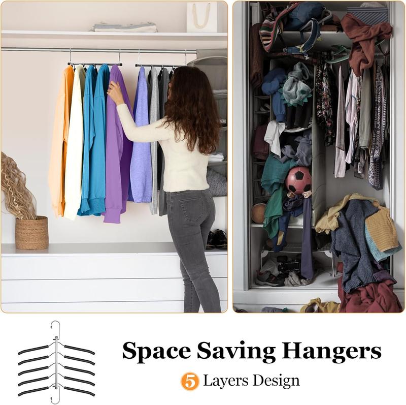 Clothes Hangers Space Saving Shirt Hangers - Non Slip Multiple Shirt Organizer for Closet with  Padded for T-Shirt Short Skirt Sweatshirt Hoodie Closet Organizers and Storage 2 Pack