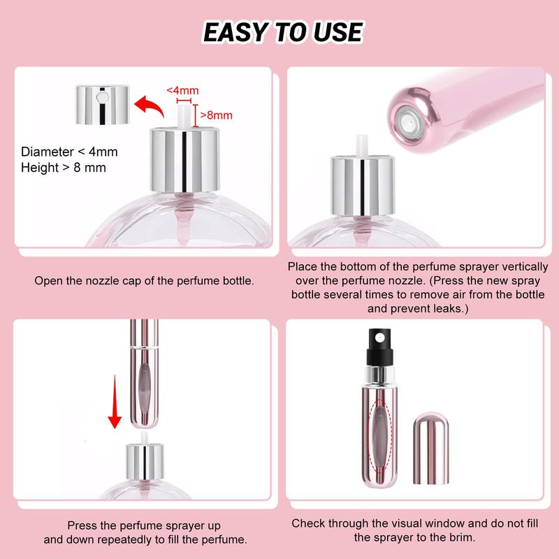 5ML Mini Perfume Dispenser, 6 Counts Refillable Spray Bottle, Portable Perfume Atomizer, Travel Perfume Bottle, Makeup Tool for Women