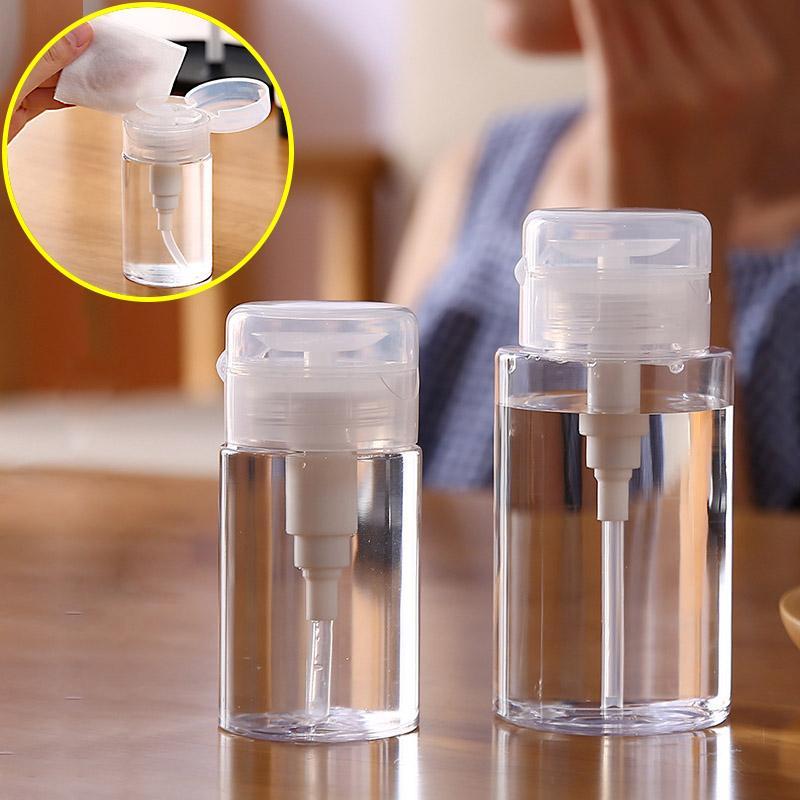 1 Piece Portable Transparent Pressurized Makeup Bottle, Clear Refillable Pumping Bottle, Travel Liquid Container, Push Down Liquid Pumping Dispenser for Summer Makeup, Christmas Gift