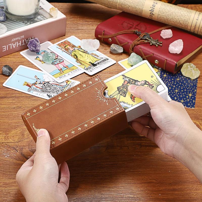 PU Leather Tarot Card Protective Case, Moon Pattern Design Tarot Deck Storage Pouch, Tarot Card Holder