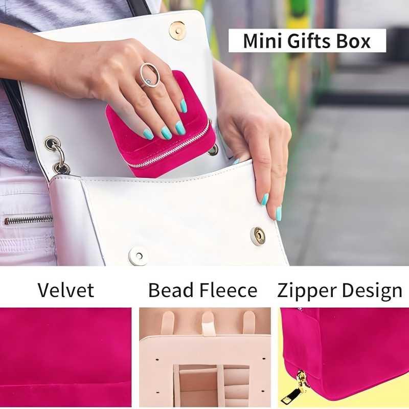 Portable Jewelry Storage Box, 1 Count Mini Jewelry Organizer with Mirror, Jewelry Storage Box for Ring, Earrings, Necklace, Bracelet