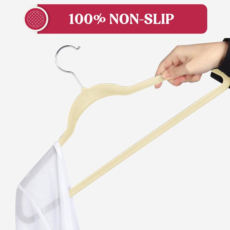 Lux Decor Velvet Hangers Pack of 30 & 50-Non-Slip Flocked Felt Clothes Hanger-360 Rotatable Hook Heavy Duty Suit Hanger-Space Saving Hanging Organiser