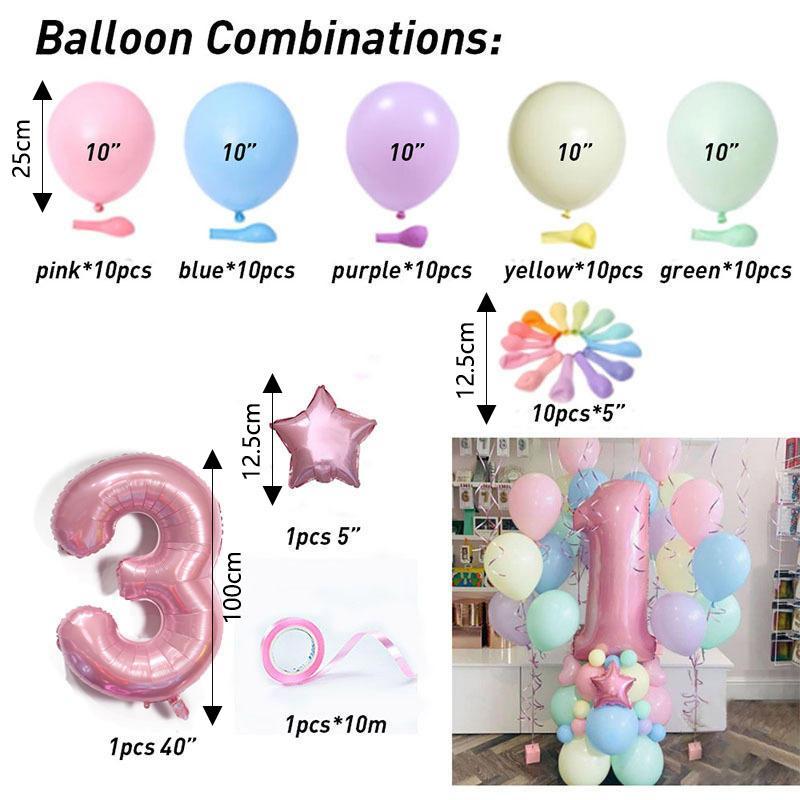 Colorful Latex Balloons, 63pcs set Durable Round Balloons with Tape, Birthday Balloon Decorations for Party, Gift for Mom, Super Bowl Party Decor Supplies, Birthday Gift