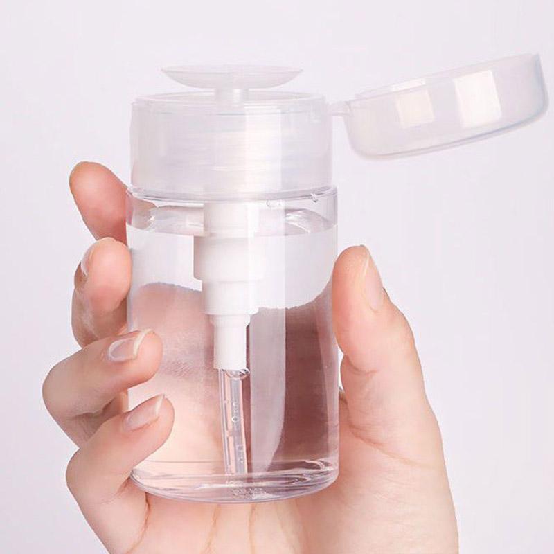 1 Piece Portable Transparent Pressurized Makeup Bottle, Clear Refillable Pumping Bottle, Travel Liquid Container, Push Down Liquid Pumping Dispenser for Summer Makeup, Christmas Gift