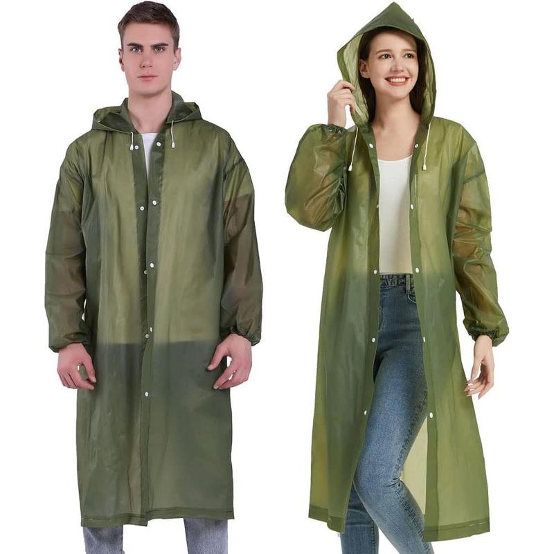 Rain Coat 2 Pcs Reusable Rain Ponchos for Adults Men clear Lightweight rain coats for women with Hood and Drawstring