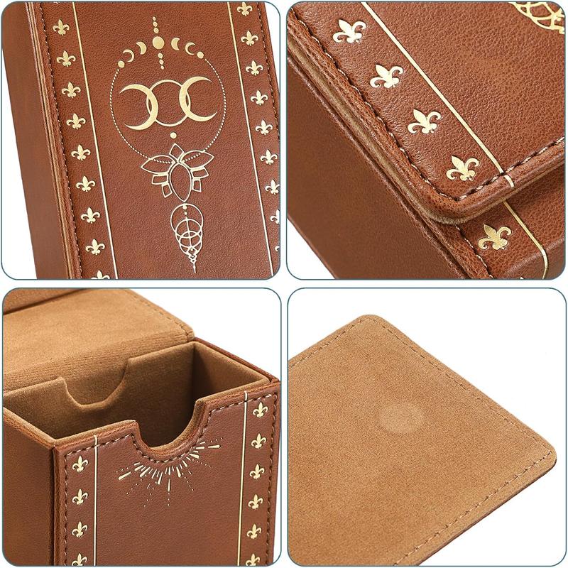 PU Leather Tarot Card Protective Case, Moon Pattern Design Tarot Deck Storage Pouch, Tarot Card Holder