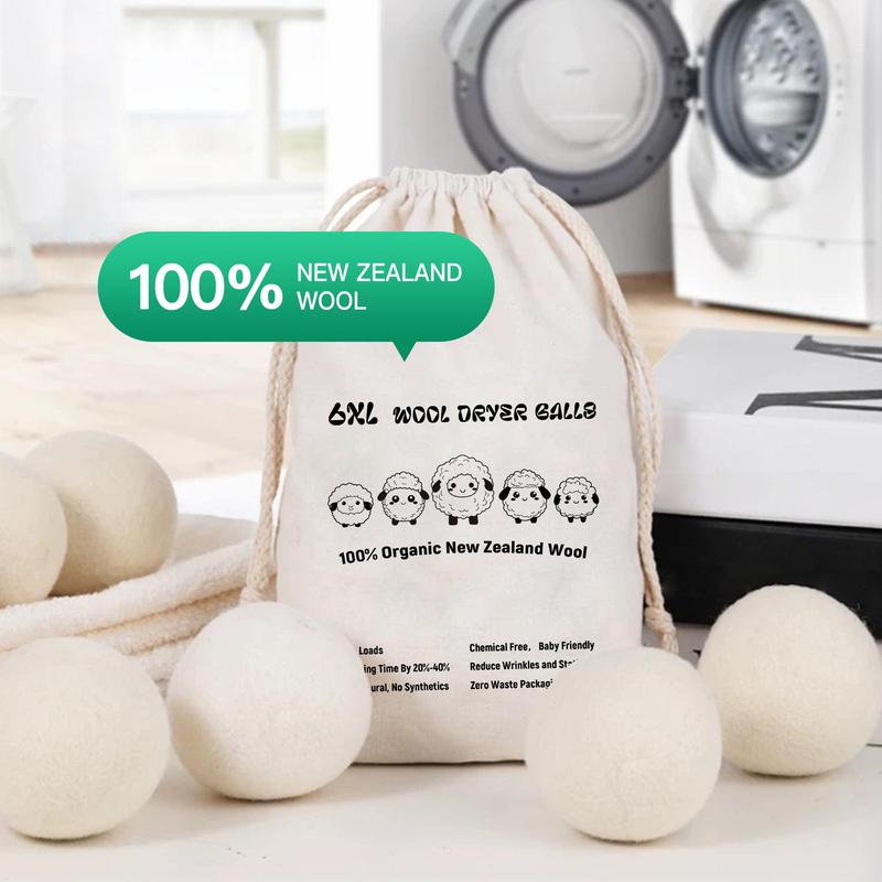 Wool Dryer Ball, 6 Counts Reusable Wool Dryer Ball, Clothes Softener, Laundry Tools, Laundry Accessories for Home Laundry Room Bathroom