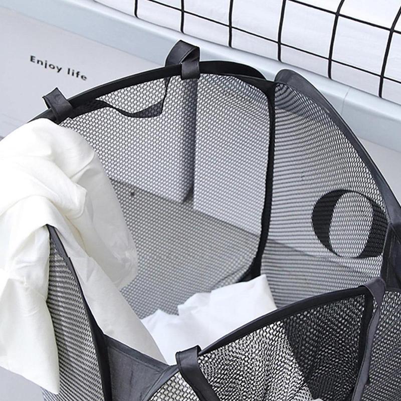 Foldable Mesh Breathable Summer Laundry Basket, Laundry Hamper, Summer Large Capacity Dirty Clothes Storage Basket, Home Organizer for Bathroom Bedroom