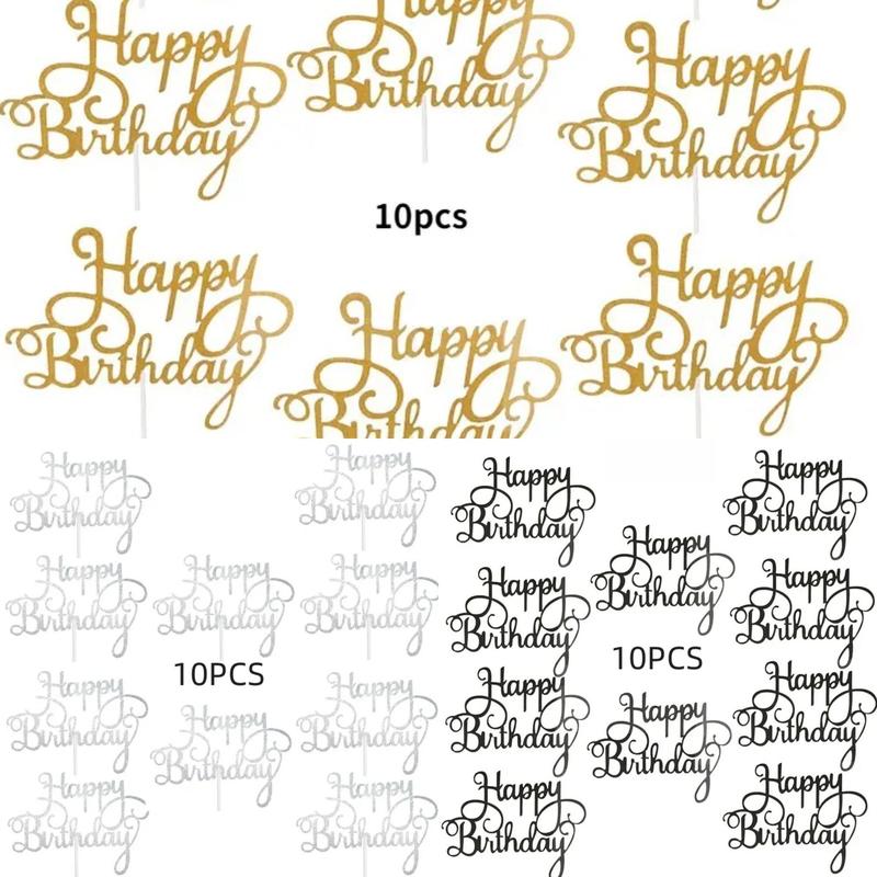 Happy Birthday Cake Topper, 30pcs set Mixed Color Birthday Cake Decoration, Birthday Party Cake Decoration Supplies, Party Decorations