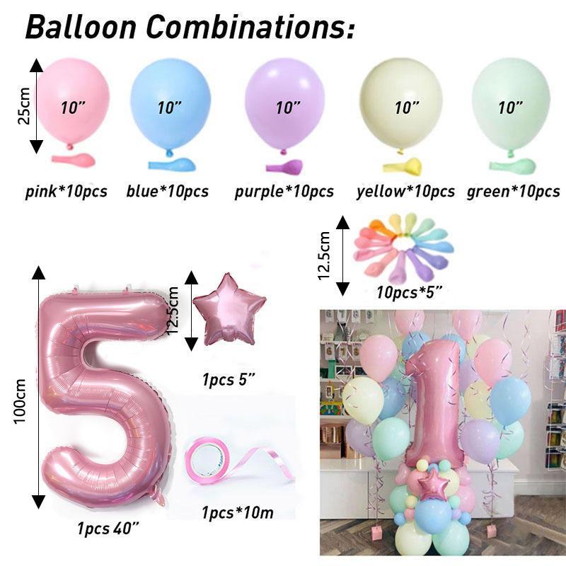 Colorful Latex Balloons, 63pcs set Durable Round Balloons with Tape, Birthday Balloon Decorations for Party, Gift for Mom, Super Bowl Party Decor Supplies, Birthday Gift