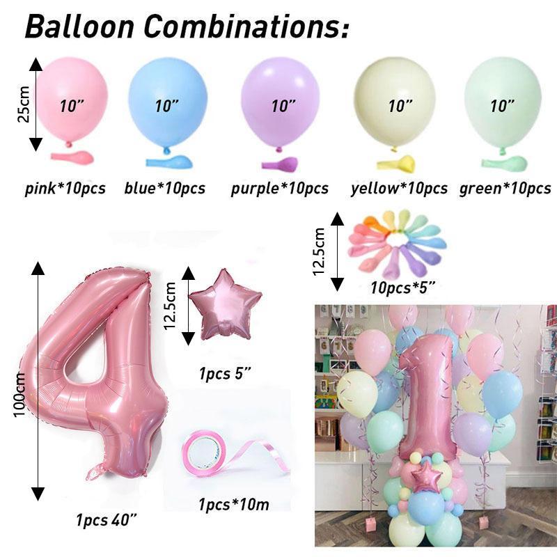 Colorful Latex Balloons, 63pcs set Durable Round Balloons with Tape, Birthday Balloon Decorations for Party, Gift for Mom, Super Bowl Party Decor Supplies, Birthday Gift