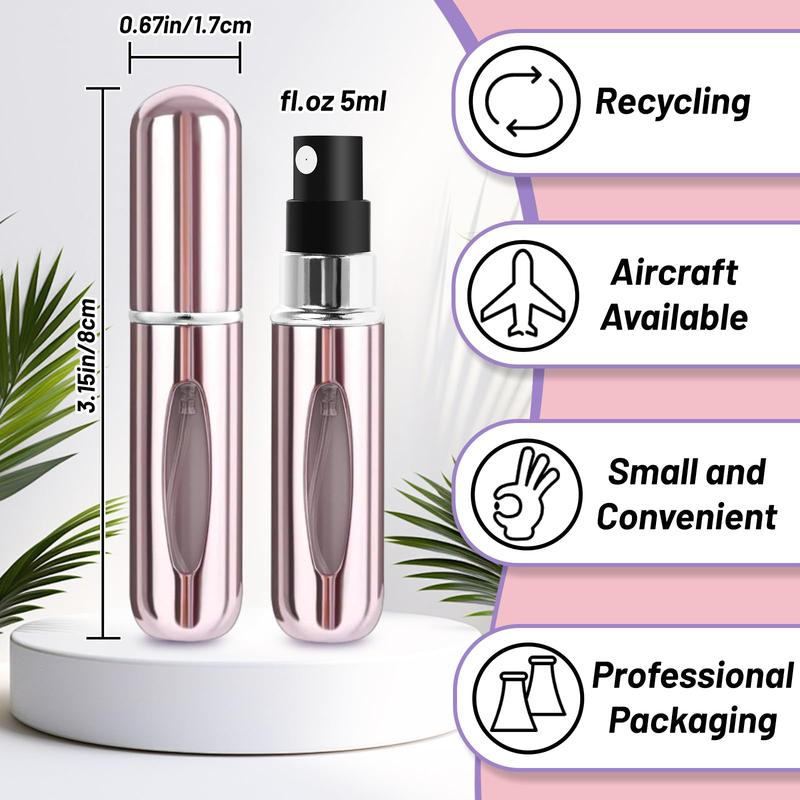 5ML Mini Perfume Dispenser, 6 Counts Refillable Spray Bottle, Portable Perfume Atomizer, Travel Perfume Bottle, Makeup Tool for Women