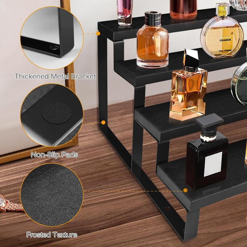 Wood Cologne Organizer for Men,4 Tier Perfume Organizer for Dresser Waterproof Cologne Stand with Anti-Slip Washers for Party,Makeup,Figures,Cupcake,Perfume,Dessert,Display Risers Stand for Organize