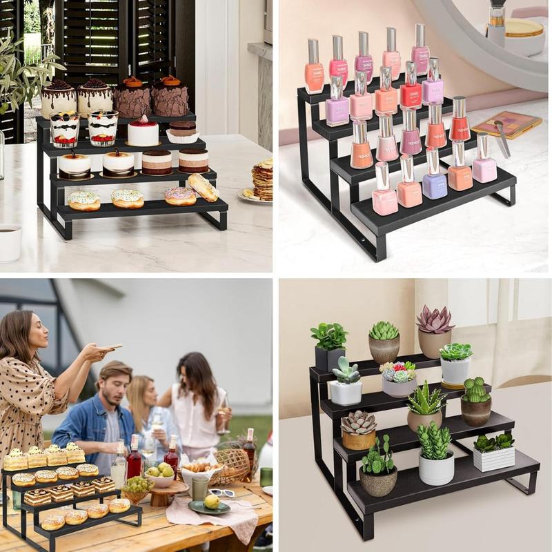 Wood Cologne Organizer for Men,4 Tier Perfume Organizer for Dresser Waterproof Cologne Stand with Anti-Slip Washers for Party,Makeup,Figures,Cupcake,Perfume,Dessert,Display Risers Stand for Organize