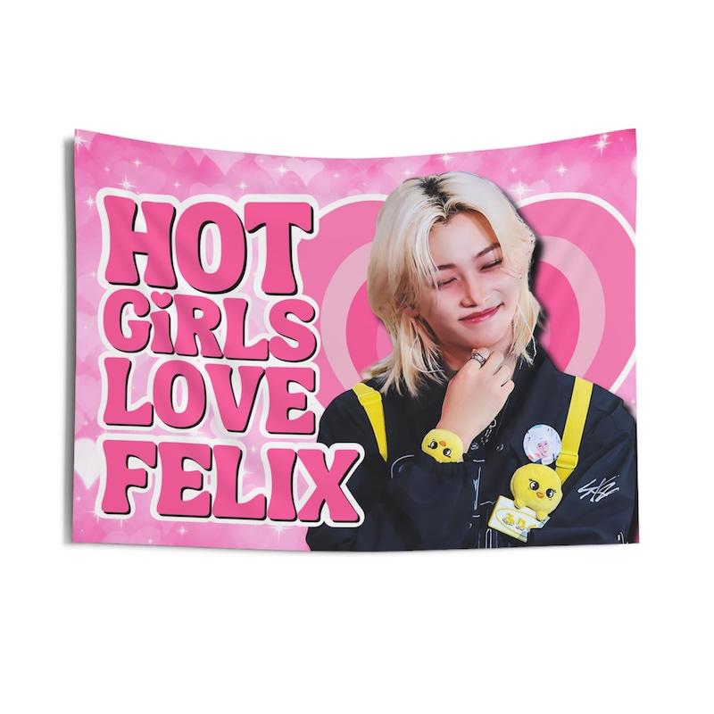 SKZ Felix Hot Girls Concert Banner, Stray Kids Members Kpop Flag, Skz Members Merch, Gift Ideas for Stays, Birthday Gift & Concert Merch