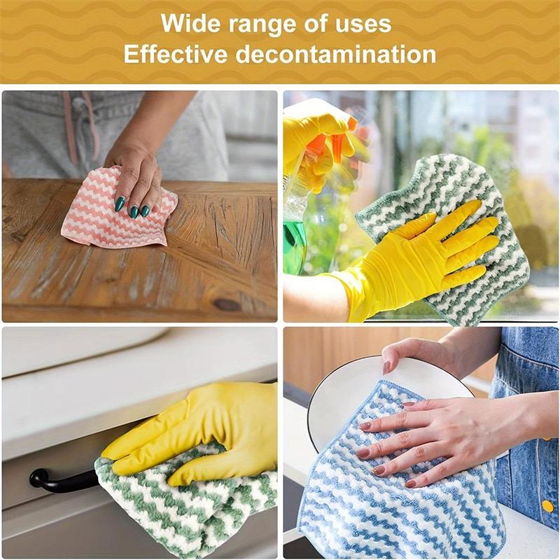 Bamboo Charcoal Fiber Cotton Kitchen Towel, 12pcs set Non-stick Oil & Odor Resistant Dish Rag, Highly Absorbent Dishcloth for Cleaning Dishes, Tea Towel