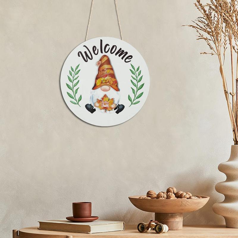 Welcome Front Door Decor, 1 Count Wooden Hanging Plaque with 12 Sets  Changeable Velcro Icons, Round Wood Decoration for Home Farmhouse Porch Office Cafe Coffee Shop