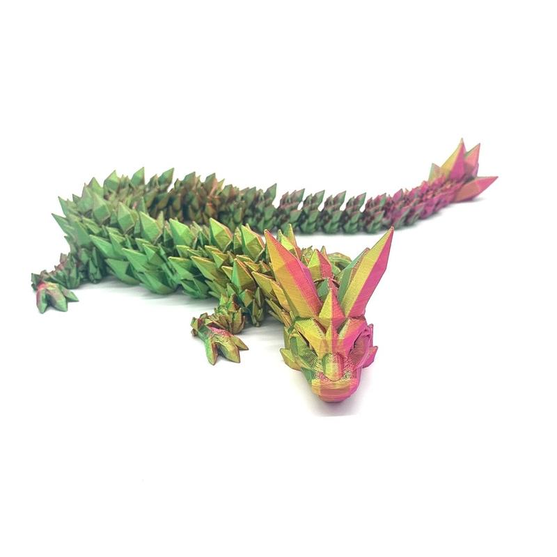 Crystal Dragon Figure-Colorful-3d printed- Decoration-21in long- Multicolor-Articulating- Gift- Decor fidget toy