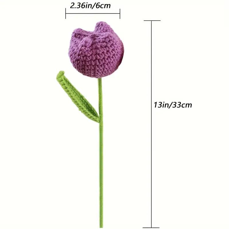 Crochet Tulip without Vase, 10pcs set Artificial Flower, Summer Flowers Bouquet, Home Decor Supplies for Living Room Bedroom Dining Room Wedding Party