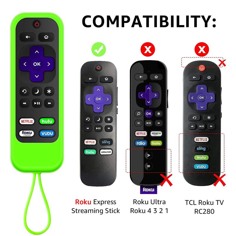 Luminous Remote Control Cover, 2 Count Silicone remotes cover case, Remote Control Protector Compatible with TCL Hisense Roku TV