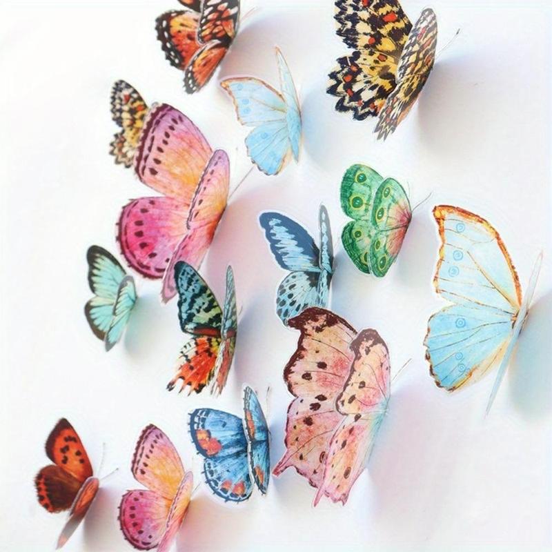 Plastic Butterfly Decorations, 36pcs set 3D Watercolor Butterfly Decoration, Party Decoration Supplies for Wedding, Birthday, Festival