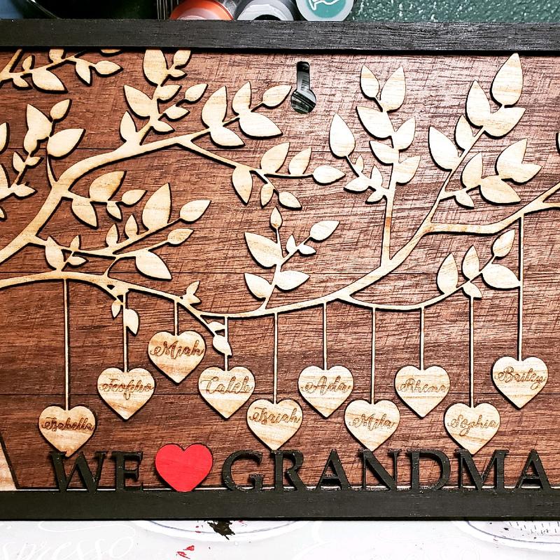 Mom Grandmother Family Tree Sign Decor Gift Hand Hanging Traditional