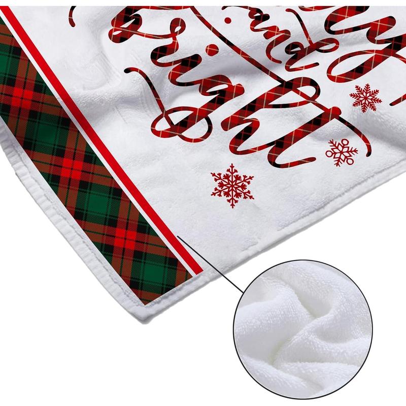 Christmas Kitchen Towels, Christmas Hand Towels Set of 4 Dish Towels Buffalo Plaid Christmas Tea Towels and Dishcloth for Kitchen Winter Snowman Red Merry Christmas Tree Towels