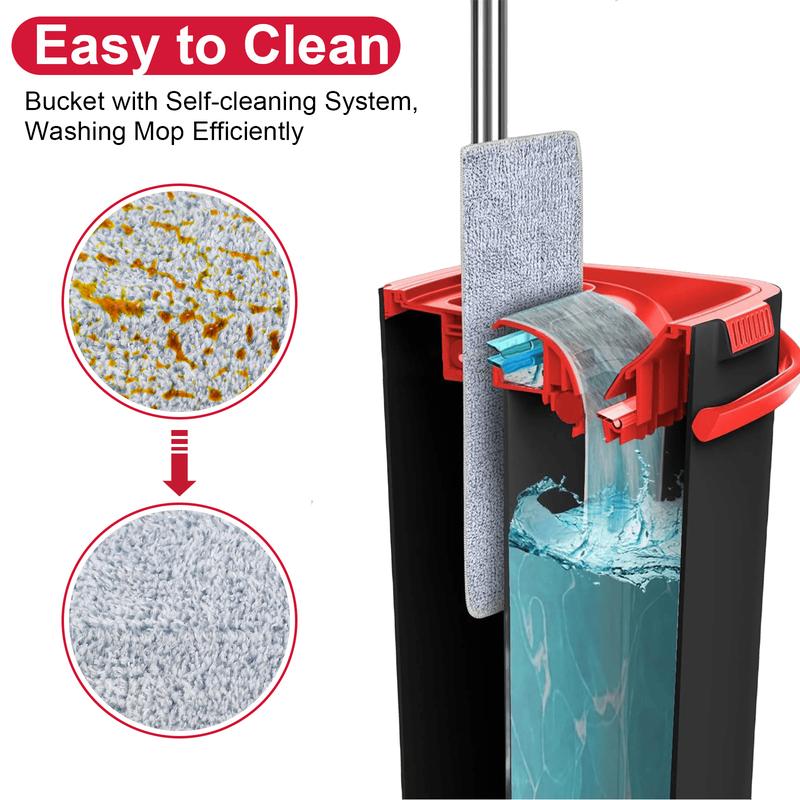 Mop And Bucket with Wringer Set, Household Mop with Replacement Pads, Extendable Handle 61-inch, Quick Drying Mop, Durable Floor Cleaning Tools