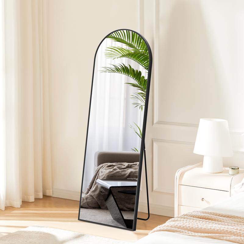 Full Length Mirror Body Mirror Floor Standing Mirror Hanging or Leaning Against Wall, Aluminum Alloy Thin Frame for Living Room Bedroom Cloakroom