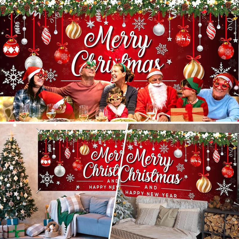 7 x 16 Ft Christmas Garage Door Cover Decorations, Merry Christmas Banner for Double Garage Door Christmas Decorations, Christmas Garage Door Banner for Indoor Outdoor Home Wall Party Photo Background