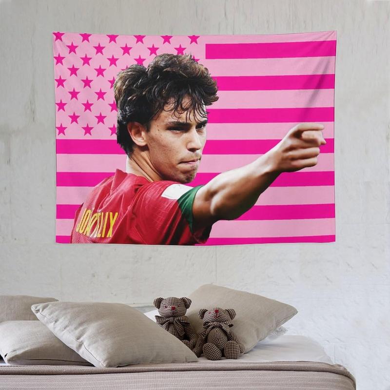 Joao Celebrity and Decorations Stuff American Pink Flags Wall Funny Tapestry Hanging Felix Merch for Dorm Bedroom Decorative Aesthetic Tapestries