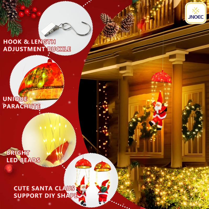 JNOEC Merry Christmas! LED Holiday Fairy Lights with Santa Claus Lighting Decorations llluminate Your Indoor Spaces with Santa Claus Parachute String Color Twinkle Lights for Great ldeal for Christmas Gift Home Wall and Xmas Tree