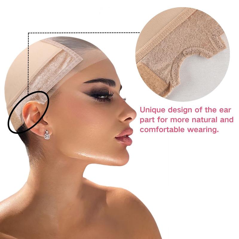 Lace Wig Grip Cap Women 4x5 Transparent Swiss Lace Area Stocking Dome Cap with Built In Elastic Headband Non-slip Wig Gripper