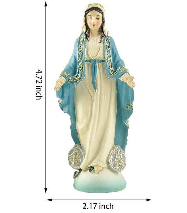 Blessed Mary Statue Catholic Our Lady of Grace Tabletop Figurine Small (4.84 Inch Tall)