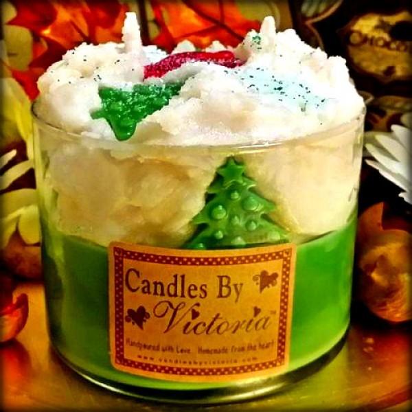 Candles By Victoria Christmas Time Spruce Candle - Festive Decor Ornaments Scent Freshener