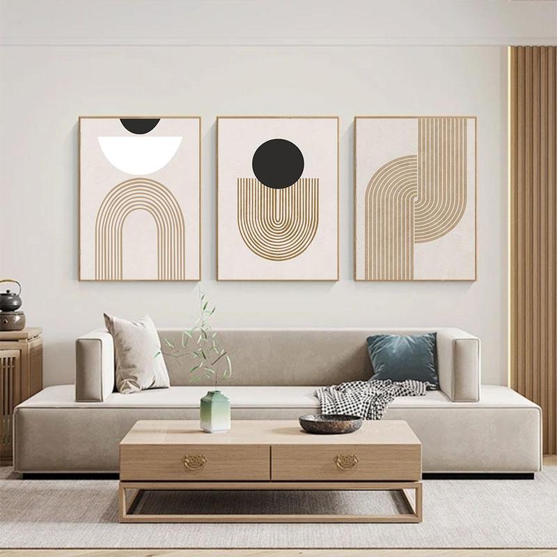 Modern Geometric Line Pattern Unframed Canvas Painting, 3 Counts set Wall Art Poster,  Wall Art Painting, Wall Art Decor for Home Living Room Bedroom Office School