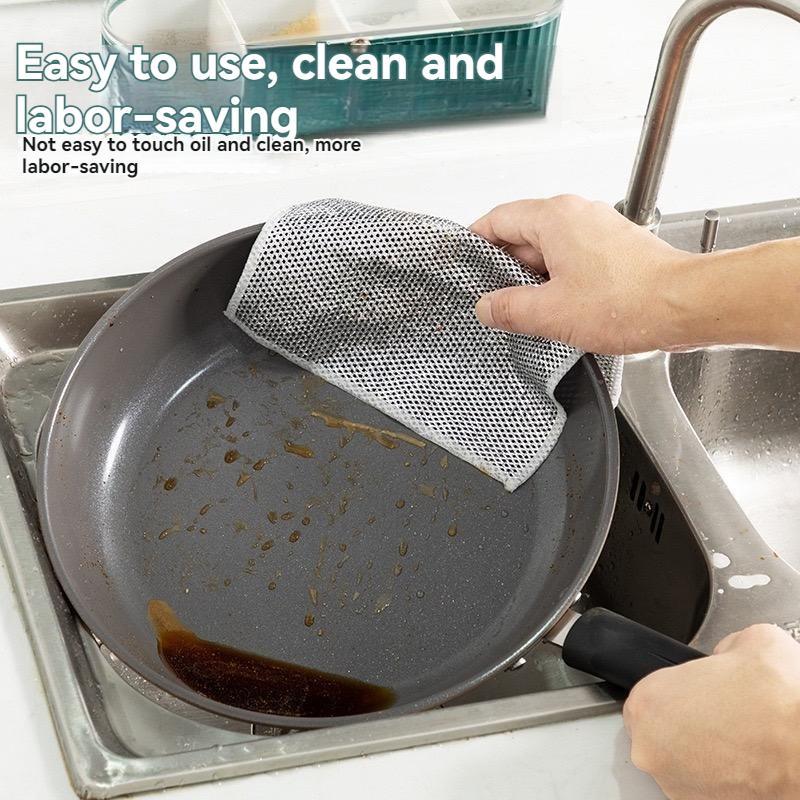 Double Layer Microfiber Cleaning Cloth, Multipurpose Absorbent Kitchen Cleaning Cloth, Durable Construction, Household Dishcloth, Cleaning Tool