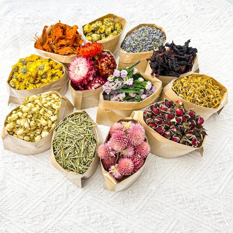 Dried Flower Pack, Natural Dried Flower Herbs Set for Gifts, DIY Candle & Soap Making Supplies for Home Room Decor