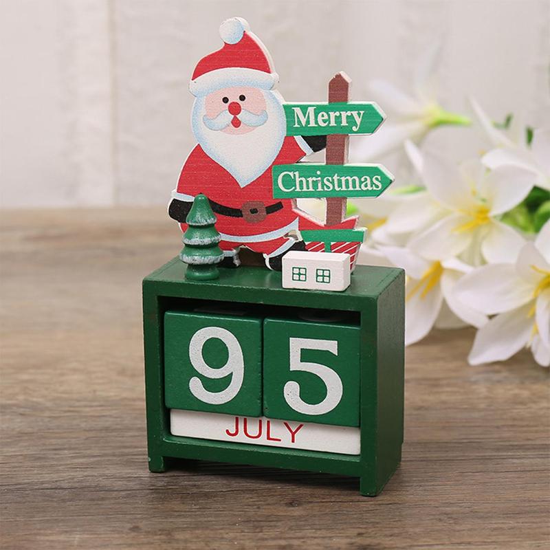 Santa Claus Decor Christmas Countdown Calendar, 1 Count Wooden Desktop Calendar Ornament, Desktop Decoration for Home Office, Room Decor, Party Decor