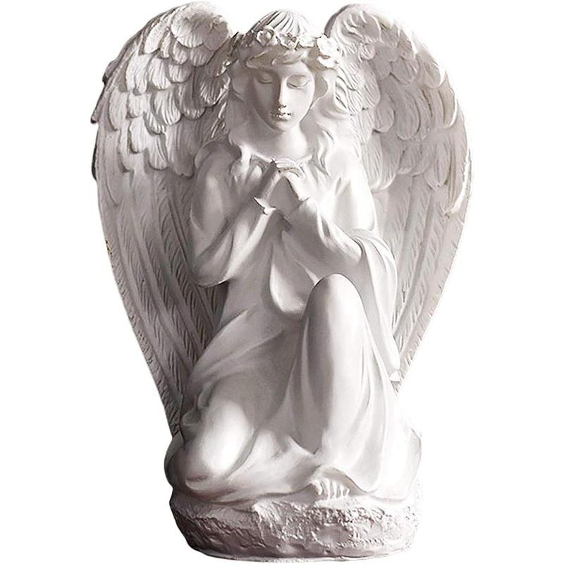 Guardian Angel Statue Outdoor Garden Statue Shelf Living Room Bedroom Decor Figurines Religious Gifts for Women (White )