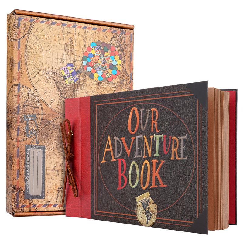 Our Adventure Book Scrapbook Album 11.9 X 7.6 Inch 80pages,3d Retro Embossed Letter Hard Cover Movie Up,Memory Book decor Decor Photo