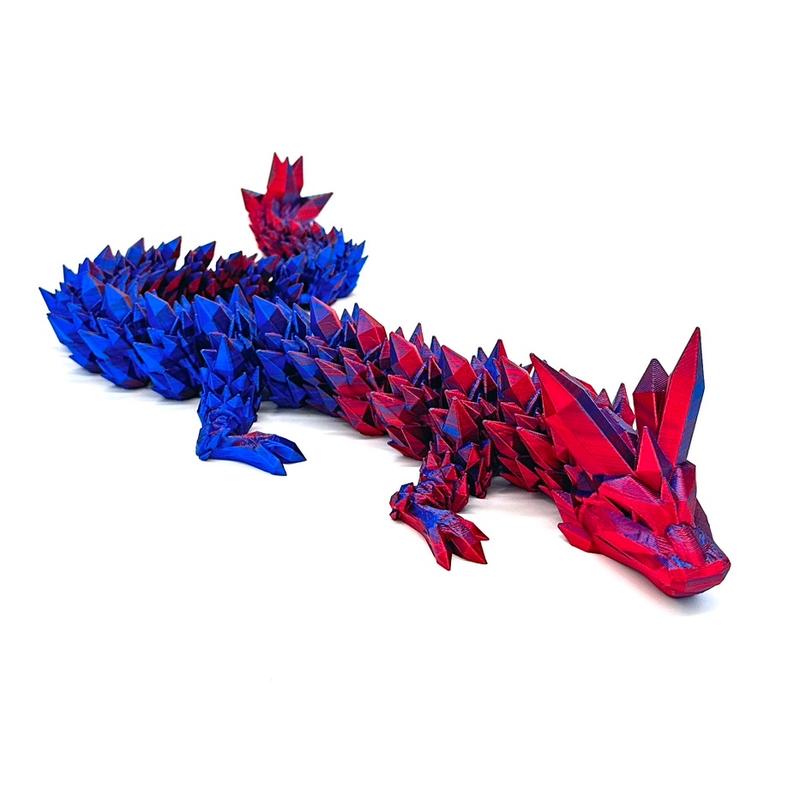 Crystal Dragon Figure-Colorful-3d printed- Decoration-21in long- Multicolor-Articulating- Gift- Decor fidget toy