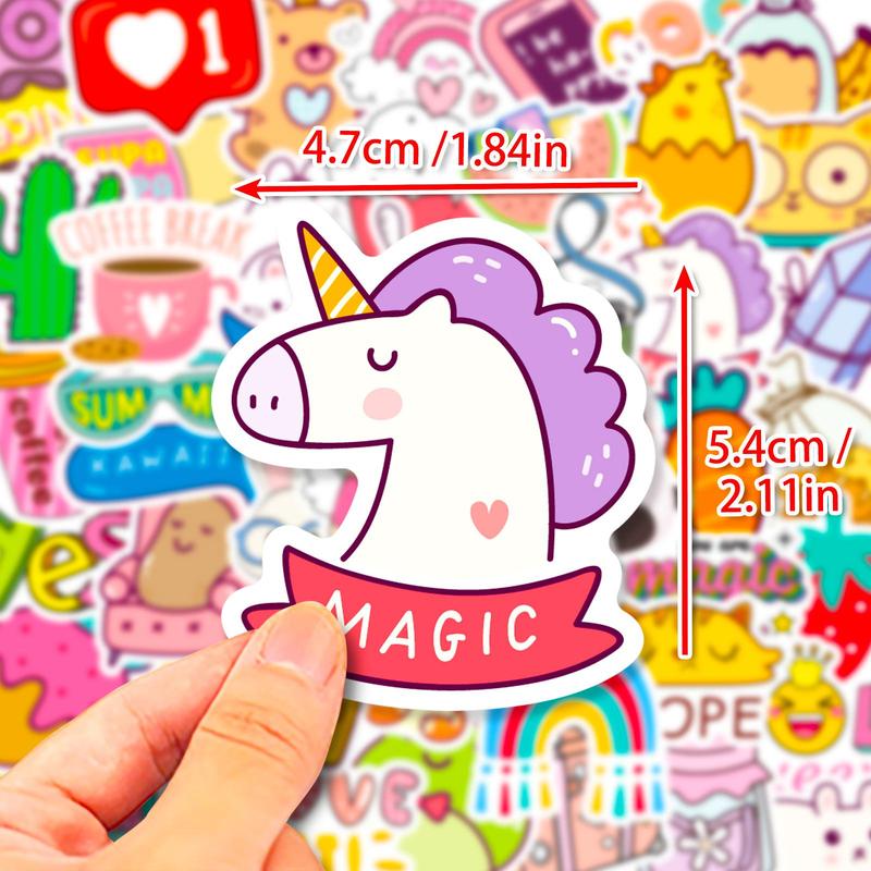 Cute Cartoon Animal & Food Pattern Sticker, 50pcs Self Adhesive Decor Stickers, Decorative Sticker for Laptop, Guitar, Water Bottle & Skateboard