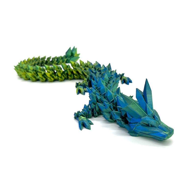 Crystal Dragon Figure-Colorful-3d printed- Decoration-21in long- Multicolor-Articulating- Gift- Decor fidget toy