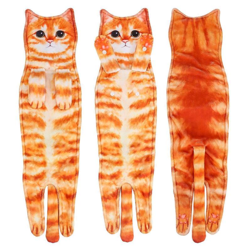 Cat Hand Towel Cute Cat Washcloth for Kitchen Hand Towels for Bathroom Funny Cat