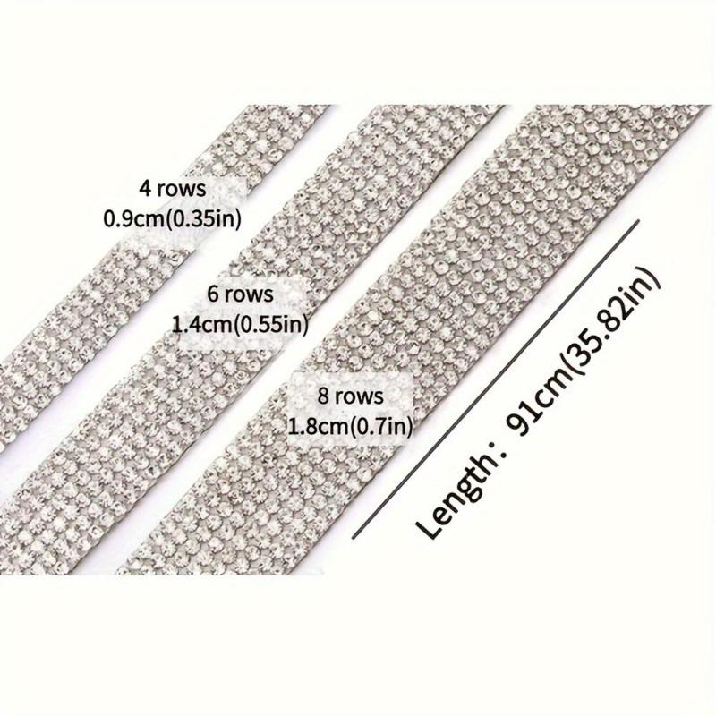 Rhinestone Decorative Sticker, 3 Rolls Adhesive Rhinestone Ribbon, DIY Decoration Sticker for Wedding Party Clothing, Car Interior, Luggage, Hat, Shoe, Phone Case, Hair Decoration